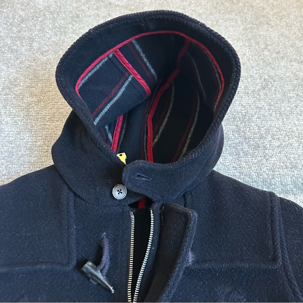Vintage Jacadi Paris Navy Blue Wool Blend Classic Boys Duffle Winter Coat Size 8 - Picture 8 of 12